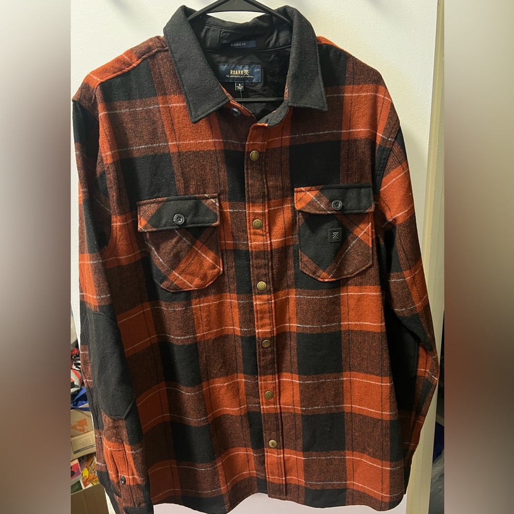 Roark NWT Norseman Burnt Orange/Red Flannel Shirt Men’s L